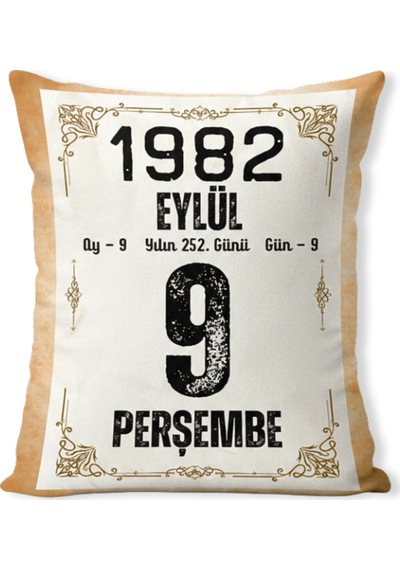 Doğum Günü Yıldönümü Hediyesi Takvim Yaprağı Hediyelik Dekoratif Yastık Kırlent 40x28cm Dolgulu Hediye Paketi-Hediye Paketi