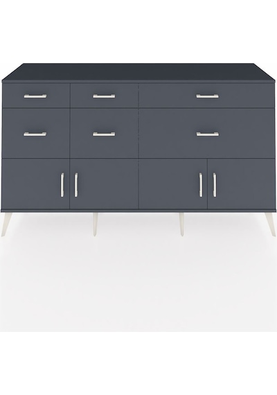 Kronos Konsol Tek Raflı 6 Çekmeceli 4 Kapaklı 176x59x99 Antrasit- Antrasit-antrasit