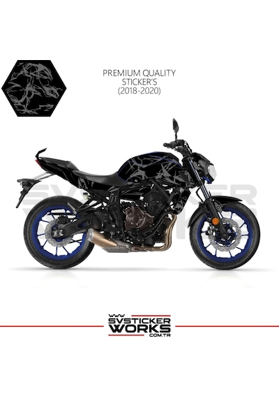 Mt-07 2018-2020 Kaplama Sticker Şimşek Yıldırım Motor Kaplama Modeli Hazır Kit 2018-2020 Uyumlu Gri