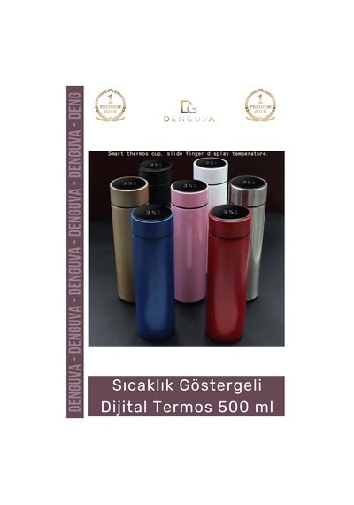 Termos Akıllı Led Isı Yalıtımlı Sızdırmaz Çelik Gövde Sıcaklık Göstergeli Dijital Termos 500 Ml
