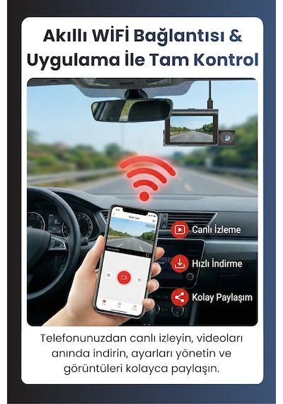 Mieco X18 Wifi /4k Uhd/ 170 Ultra Geniş Açı/ Adas/ G-sensör / 3 Kameralı Araç Kamerası