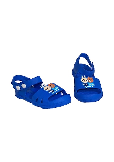 Dy-5001 Kaymaz Figürlü Çocuk Sandalet Terlik Park Bahçe Terlik Mavi