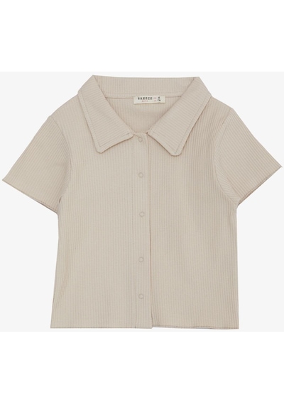 Breeze Kız Çocuk Tişört Crop Çıtçıtlı Fitilli 9-14 Yaş, Bej-bej Bej