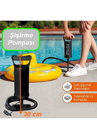 3 Farklı Uçlu Deniz Yatak Şişirme Pompası Havuz Pompa Şişme Havuz Pompası Şişme Yatak Pompası