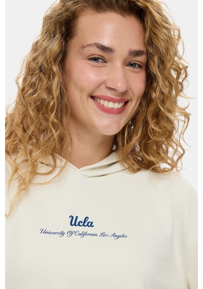 UCLA Nessa Kemik Rengi Kapüşonlu Pamuklu Baskılı Loose Fit Kadın Sweatshirt