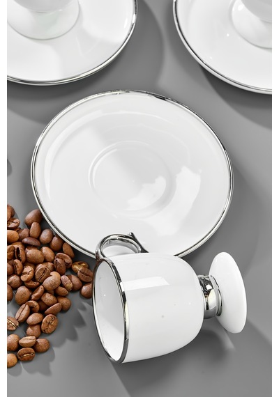 Cooker Zenora 6 Kişilik 90 Ml Porselen Kahve Fincan Takımı Ckr4526 Gümüş