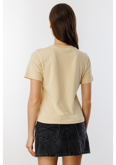 Kadın T-shirt Kısa Kollu Organik Pamuklu Bisiklet Yaka Crop T-shirt Kadın-t-shırt Bej Kadın T-shirt Kısa Kollu Organik Pamuklu Bisiklet Yaka Crop T-shirt Kadın-t-shırt Bej