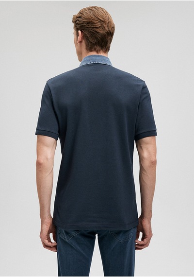 Mavi Yaka Detaylı Lacivert Polo Tişört Fitted / Vücuda Oturan Kesim 062685-28417 No Color