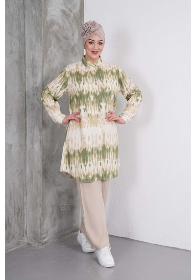 Polologin Butik Yeşil Kahverengi Desenli Tunik Ve Krem Pantolon Takım Yeşil & Kahverengi & Krem Polologin Butik Yeşil Kahverengi Desenli Tunik Ve Krem Pantolon Takım Yeşil & Kahverengi & Krem