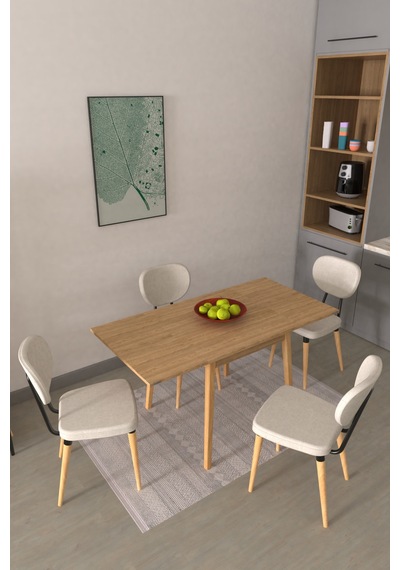Vilinze Deniz Sandalye Avanos Ahşap Mdf Kanatlı Mutfak Masası Takımı - 70x70+70 Cmtk-avanos-07070k-nn-d33deniz-sigmabeyaz Kırık Beyaz