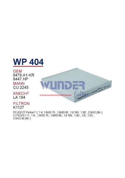 WUNDER WP404 Polen Filtresi Citroen Xsara - C5 - Berlingo II