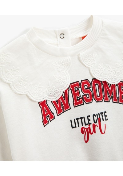Koton Bebe Yaka Sweatshirt Arkası Çıtçıt Kapamalı Baskılı Şordonlu Ekru 3wmg10153ak 3WMG10153AK010 Ekru Koton Bebe Yaka Sweatshirt Arkası Çıtçıt Kapamalı Baskılı Şordonlu Ekru 3wmg10153ak 3WMG10153AK010 Ekru