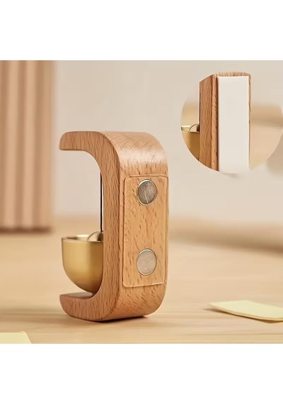 Mallart Masif Ahşap Ve Pirinç Kapı Zili Rüzgar Çanı Manyetik Yapıştırıcılı/cam Kapı Uyumlu Minimal Dekoratif Kapı Çanı Ev Ofis Dükkan Giriş Zili
