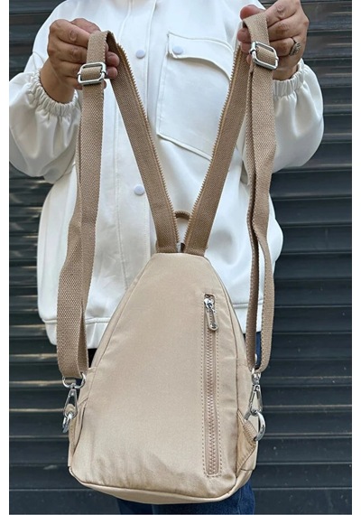 Just Polo Kadın Yeni Sezon İthal Klinkır Kumaş Lüks Ve Şık Vücut & Sırt Çantası Shopper Krem
