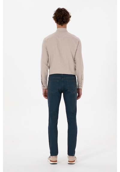 U.S. Polo Assn. Erkek Koyu Mavi Slim Fit Petrol Jean Pantolon 50317446-VR102