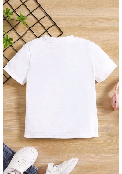 Uyguntarz Çocuk Unicorn Baskılı Pamuklu Tshirt Beyaz
