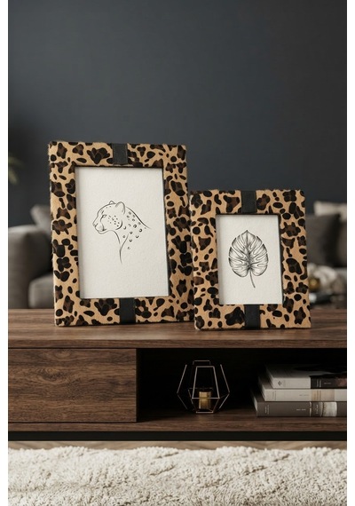 2li Çerçeve Casalona Kahve Leopar Tüy