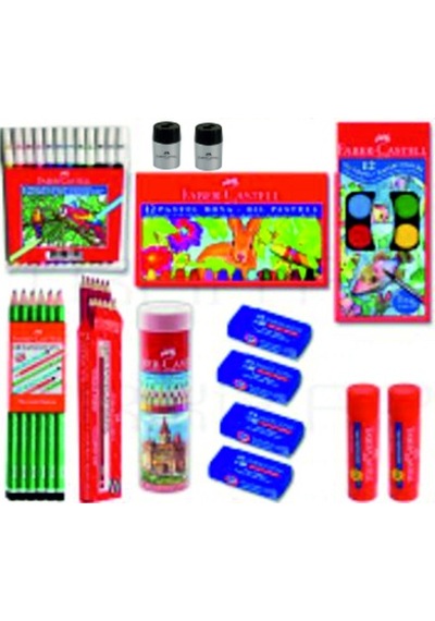 Faber Castell 14 Parça Set Okul Kırtasiye Boya Kalem Silgi Açacak