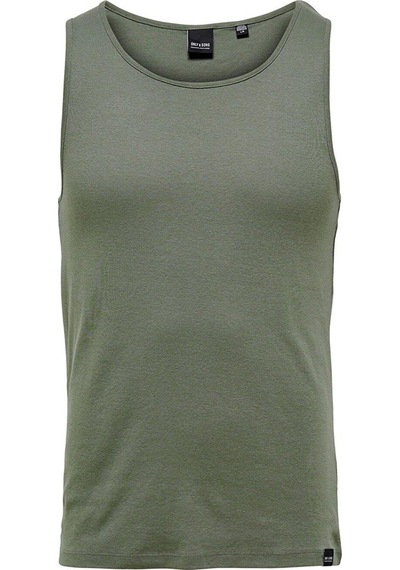 Jack & Jones Only & Sons Erkek Slim Düz Fit Yeşil Atlet Tank Top - 22022666 Yeşil
