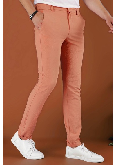 Efor Slim Fit Beli Lastikli Gofre Kumaş Mercan Spor Pantolon P 1126 Mercan