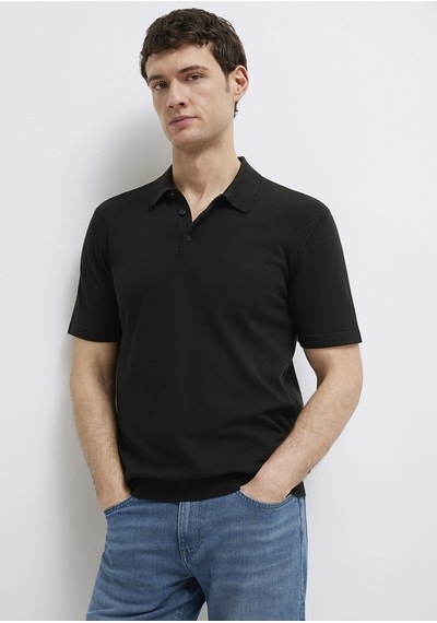 Mavi Polo Yaka Triko Siyah
