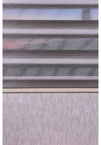 Gri Kendinden Desenli Etek Dilimsiz Ds 11714-v5 Zebra Stor Güneşlik Perde