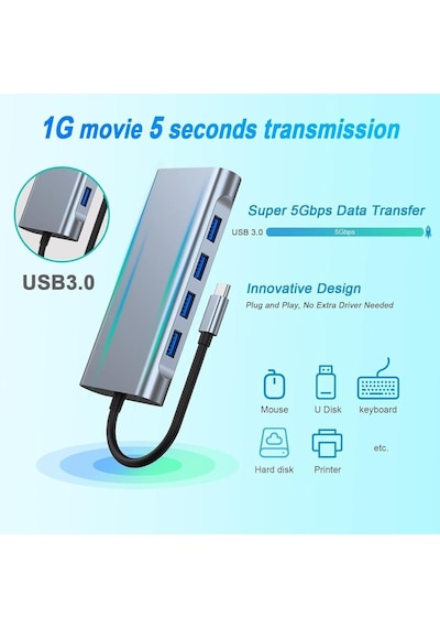 Taplin Tk-122 11 İn 1 Type-c Hub Usb Hdmı Vga Lan Çoklayıcı 1 ADET