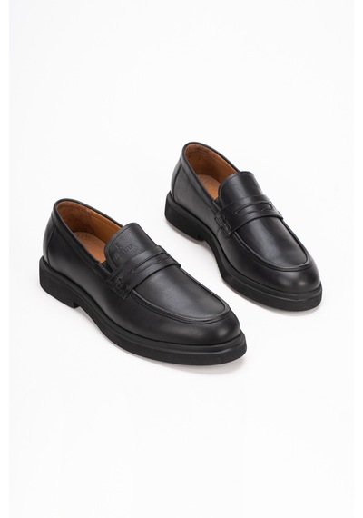 Fame Step Hakiki Deri Erkek Loafer Mokasen Klasik Ayakkabı Comfort Prato Siyah