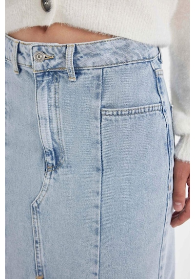 Defacto Fashion Fit Yırtmaçlı Uzun Boy Jean Etek D4419AX24AUNM39 Mavi