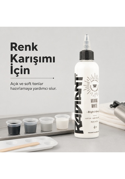 Radiant Colors Mixing White Beyaz Dövme Boyası 4oz - 120ml