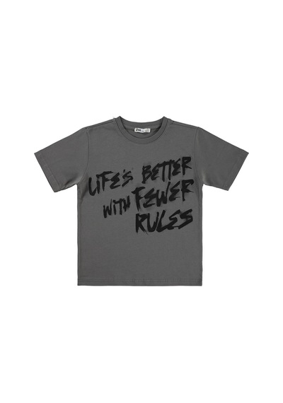 Civil Boys Lıfe's Better Basklı 6-9 Yaş Tişört - Gri