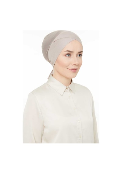 Melodi Scarf Fileli Dikişsiz Çapraz Bone Taş Rengi Taş Rengi