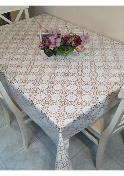 Ithal Pvc Muşamba - Desenli Silinebilir Masa Örtüsü 07nl73g Beyaz