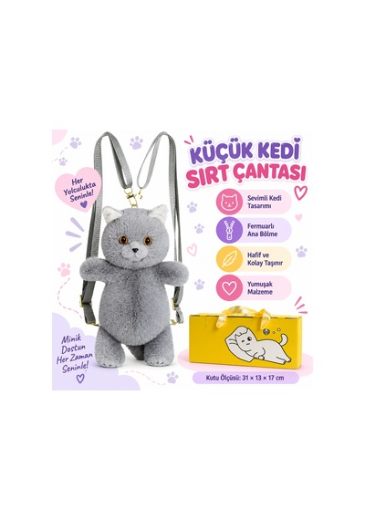 NessiWorld Küçük Kedi Sırt Çantası Gri