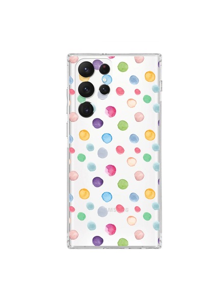 Samsung Galaxy S22 Ultra İle Uyumlu 1mm Slim Fit Water Color 6 Baskılı Şeffaf Kılıf Şeffaf