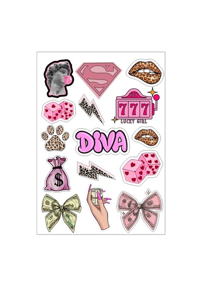 Diva Sticker Set 30x21 Sticker Apple Uyumlu Macbook Notebook Tablet Telefon Ajanda Laptop Defter Sticker Seti