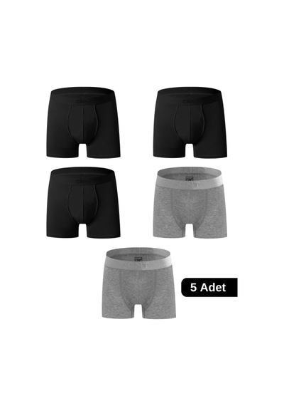 Cnt Erkek Pamuklu Boxer 5'li Paket Füme Füme