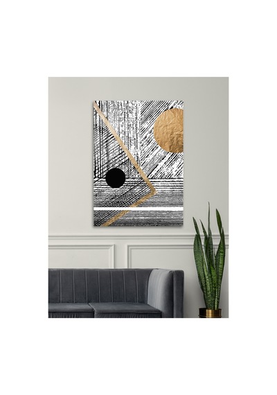 Modern İz Gold Line Minimal Sanat Cam Tablo - Modern Tarz Ev Dekorasyonu Doğa Ve Manzara Temalı Dekoratif Duvar Tablosu, Salon, Yatak Odası Ve Ofis Dekoru,