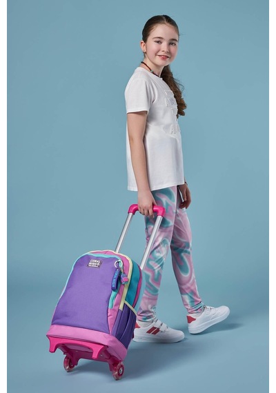 Coral High Işıklı Tekerlekli Pembe Pastel Renkli Çekçek Okul Çantası - Kız Çocuk