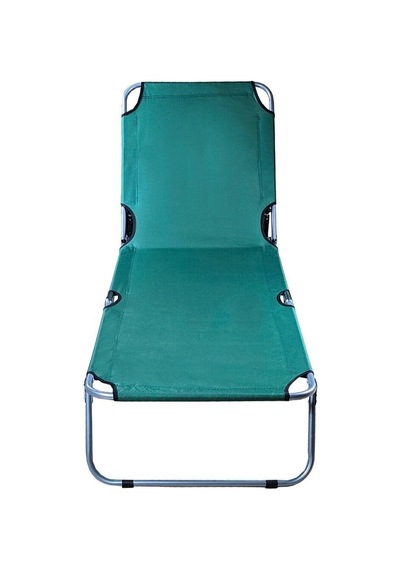 Bysay Katlanır Şezlong 3'lü Set, 2 Şezlong Ve 1 Sehpa, Kamp Yatağı, Plaj Ve Havuz Kullanımı İçin, Yeşil, Metal Diğer