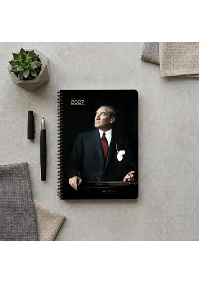 2027 Yılı Atatürk Günlük Spiralli Ajanda 17x24 Cm Cumhurbaşkanı Çok Renkli
