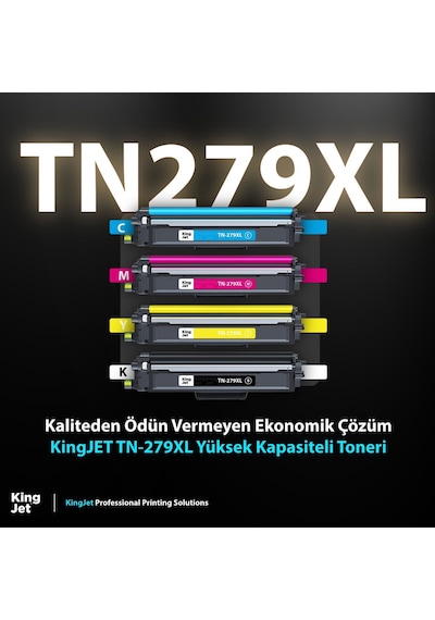 Kingjet Brother Uyumlu Tn-279xl Yüksek Kapasiteli 4 Renk Takım Uyumlu Toner Çipli Dcp-l3560cdw