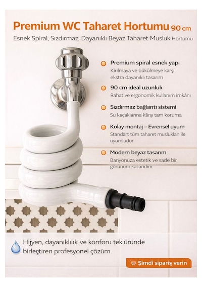Wc Hortum Matik Taharetmatik Hortummatik Beyaz Yere Değmeyen Wc Duş Hortumu