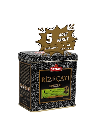 Rize Çayı Hediyelik Teneke Kutu 200 Gr. Beşli Paket