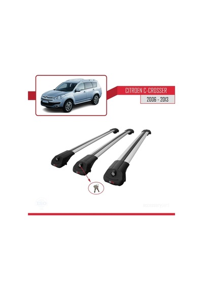 Citroen C-crosser 2006-2013 Arası İle Uyumlu Ace-1 Ara Atkı Tavan Barı Gri 3 Adet Bar