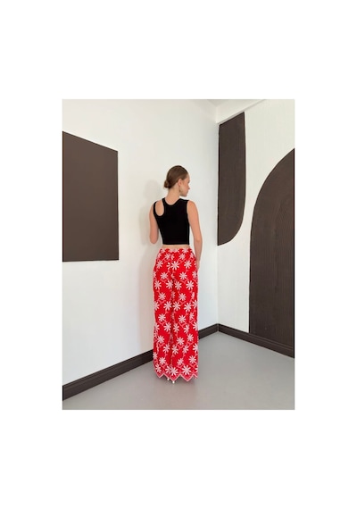 Verymoda D 2913 Nakışlı Pantolon D2913 Kırmızı