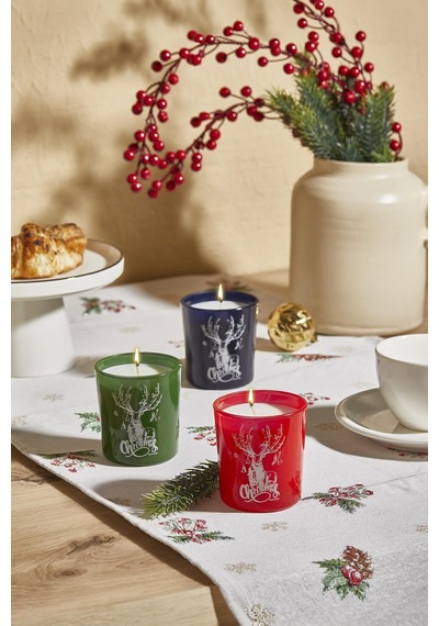 Selka Home 3'lü Christmas Geyik Tasarım Cam Kokulu Candle Mum 110 Gr