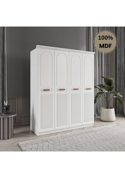 Pera 4 Kapak Mdf Gardırop Beyaz