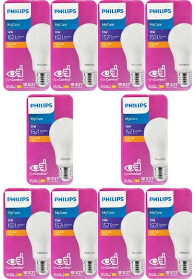 10 Adet Philips 13w Sarı Işık E27 Duylu Kalın Duy Led Ampul