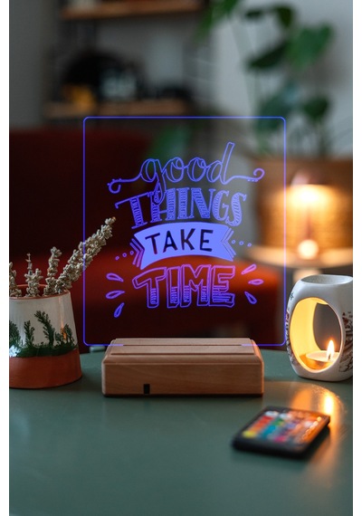 Good Things Take Time Ev 16 Renk Kumandalı 3d Gece Lambası